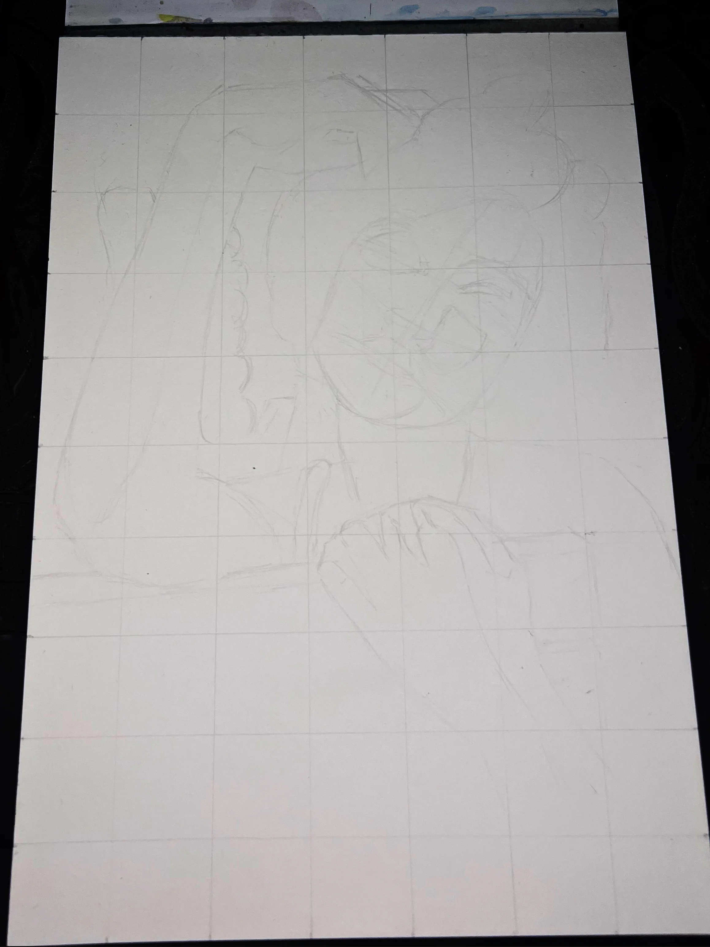 Mapping the light and dark value groups on the portrait drawing